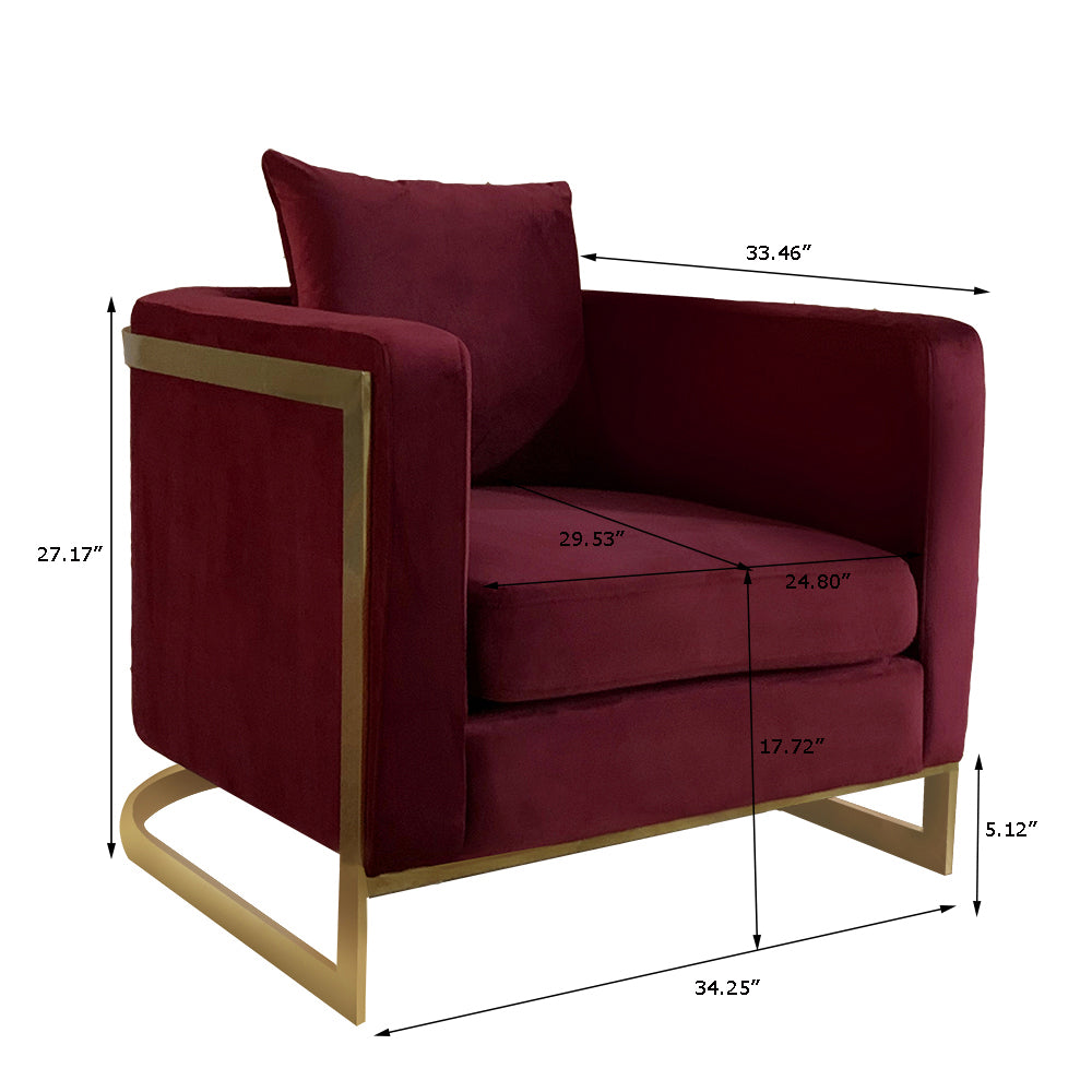 Bond Burgundy Velvet Full Size Accent Chair