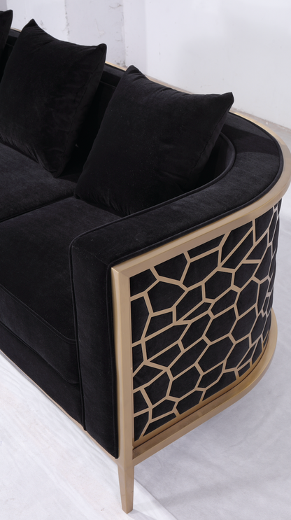 Genesis II Black Velvet Sofa