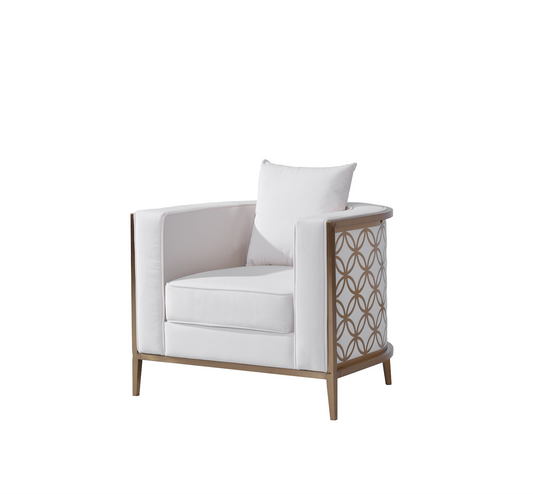 Veera White Velvet Full Size Accent Chair