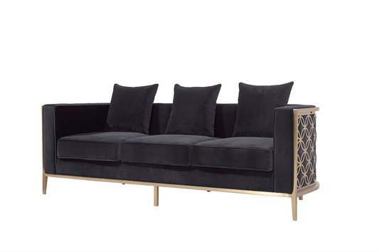 Veera Black Velvet Sofa