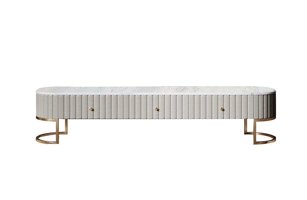 Monaco 80" White and Gold Media Stand